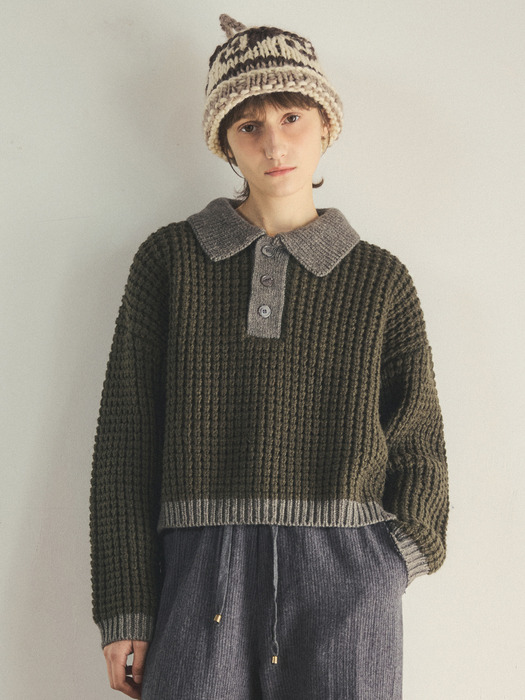 honey House crop knit_Khaki