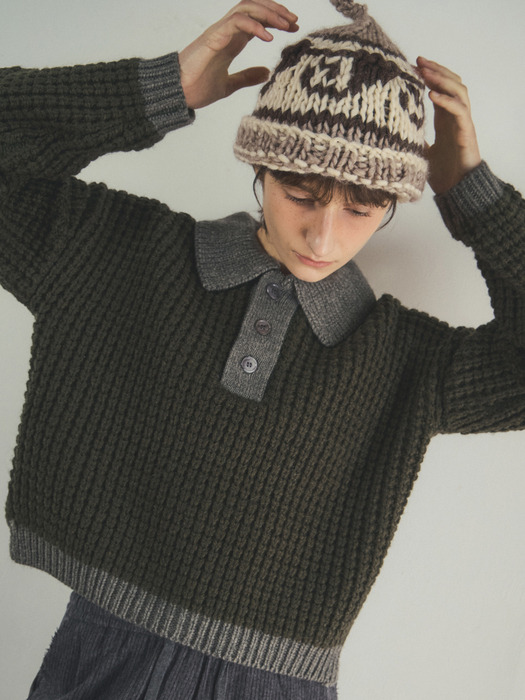 honey House crop knit_Khaki