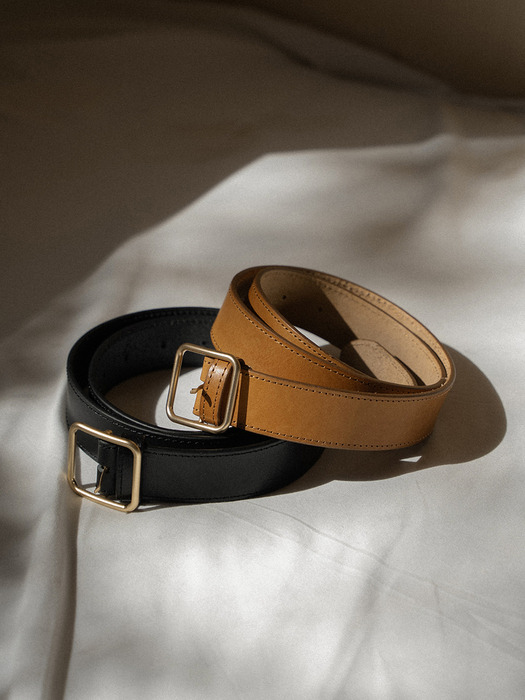 SQUARE LEATHER BELT_2COLORS