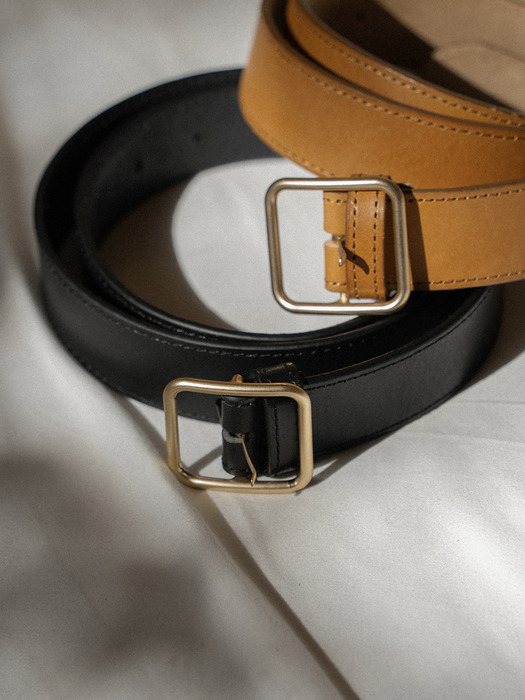 SQUARE LEATHER BELT_2COLORS