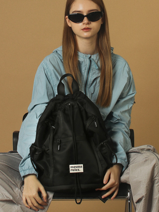 Zipper string backpack _ Black