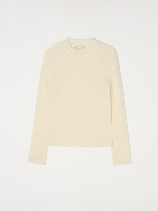 Half neck wool knit top - Ivory