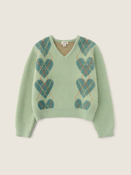 Heart Argyle Knit (Mint)