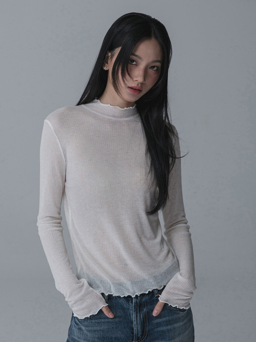 [NEW 컬러출시][1+1] SEE-THROUGH SHIRRING TSHIRT_4COLOR