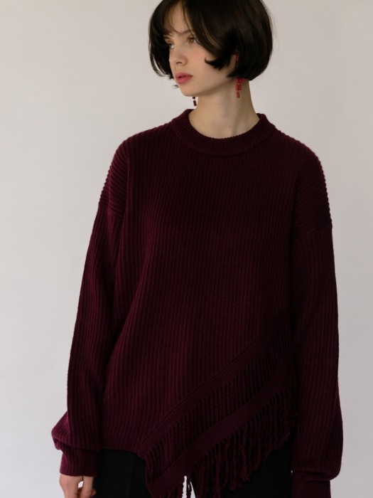 monts560 fringe pullover purple knit (3color)
