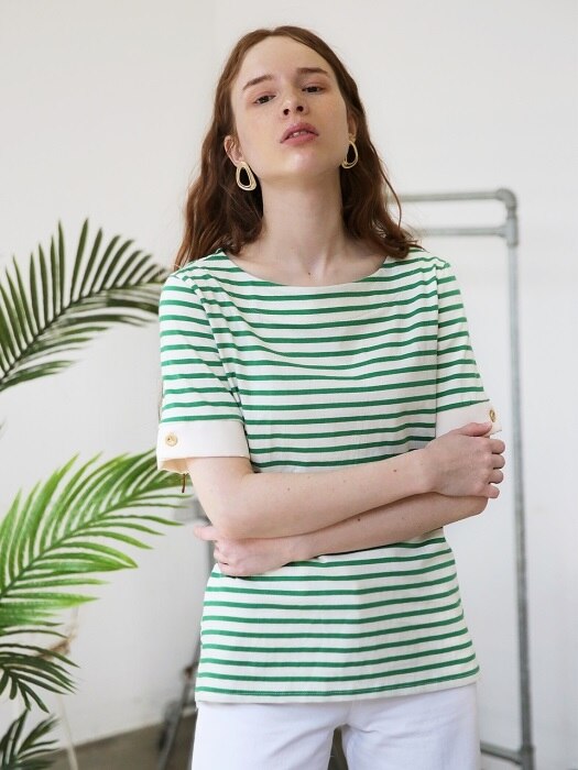 [리퍼브] Short Sleeve Stripe T_Green