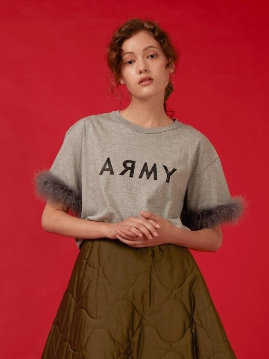 ARMY FEATHER T-SHIRT(GREY)