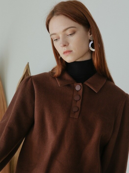 SOFT TOUCH COLLAR BLOUSE BROWN