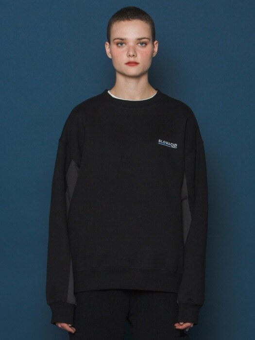 Two-tone Sleeve Sweatshirt (BLACK)