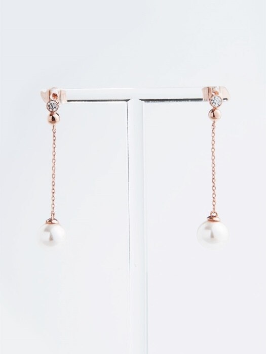Double Stone ``drop`` Pearl Earring