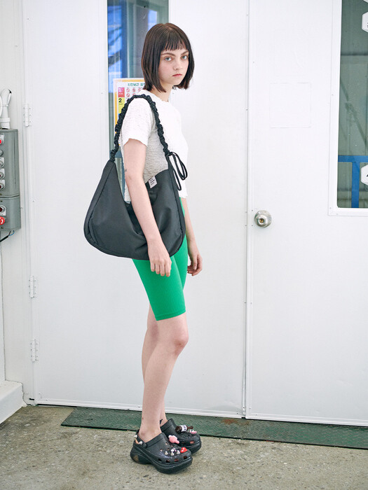 Shirring shoulder hobo bag_black