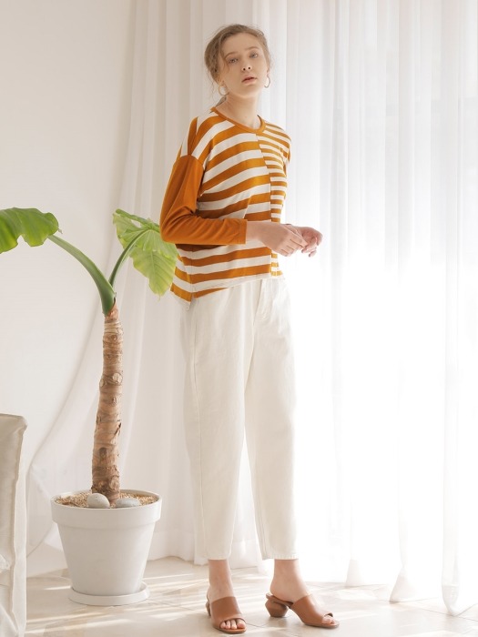 HALF STRIPE T-SHIRT_ORANGE