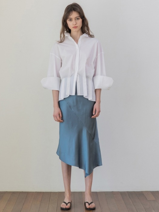 Silk Asymmetric Skirt_Sky