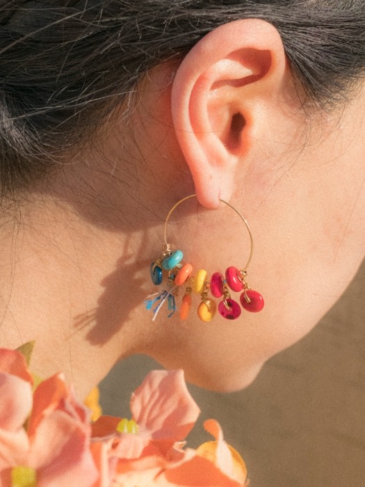 Rainbow gemstone earring