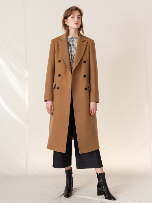 FW19 Cashmere Double Breasted Coat Camel