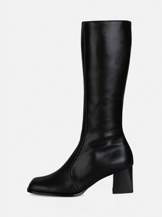 OBLIQUE LONG BOOTS - BLACK