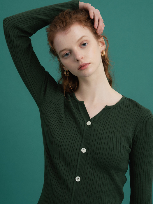 monts 1064 v-neck button knit (green)
