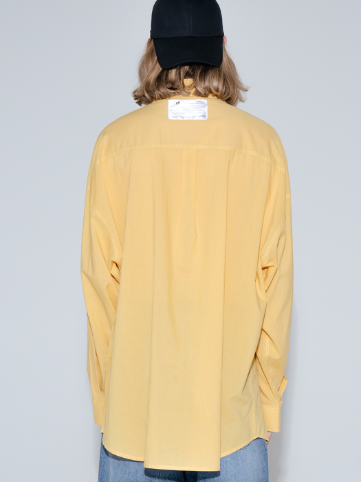 Overfit vivid linen color shirt_yellow