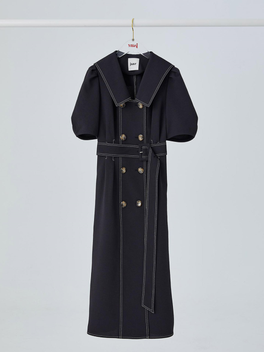 Double Button Belted Dress [Black] JYDR0D908BK