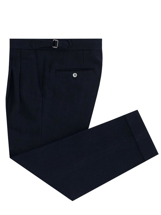 Linen two tuck adjust pants (Navy)