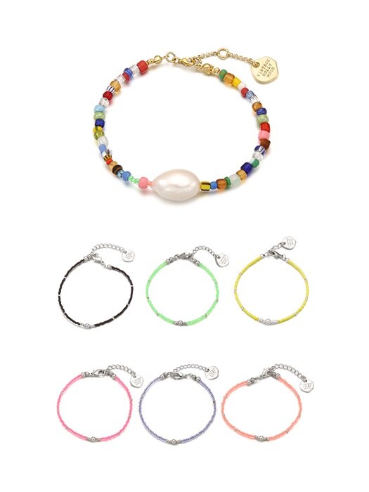 [SET]Glass n Candy Beads Bracelet_6color