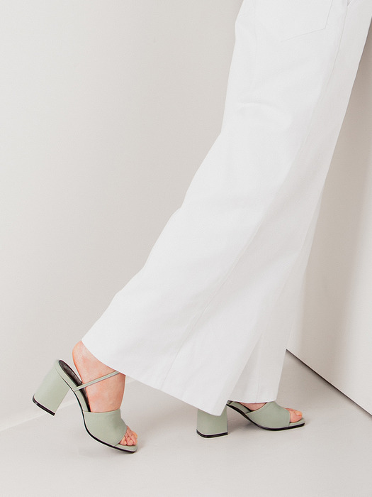Strappy Block Heel Sandals | Pale green