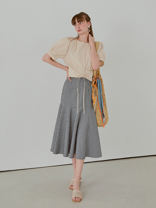  String Smock Blouse, Beige