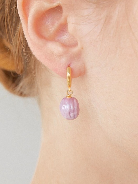 Ring ceramic earring gold round(purple)