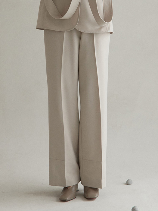 V. straight block pants (gray beige)