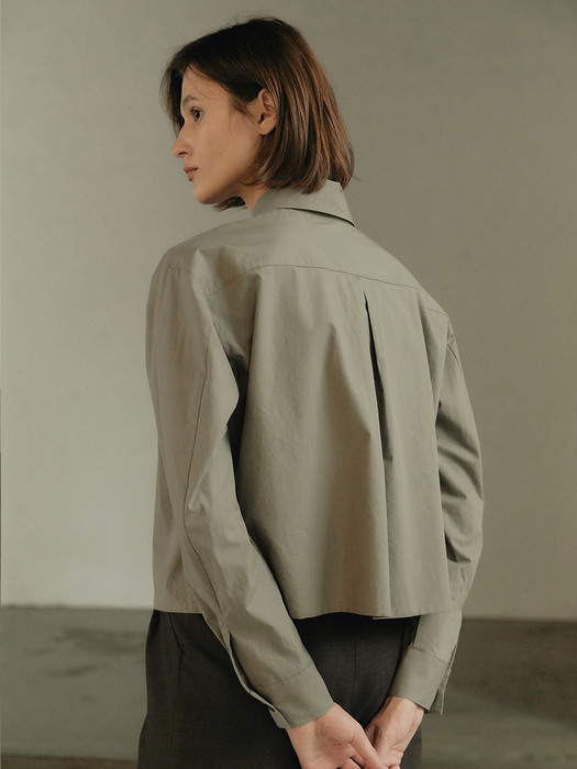 Crop cotton shirt - Khaki gray