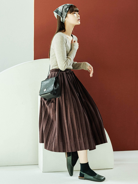 Shirring Burnout Burgundy Skirt