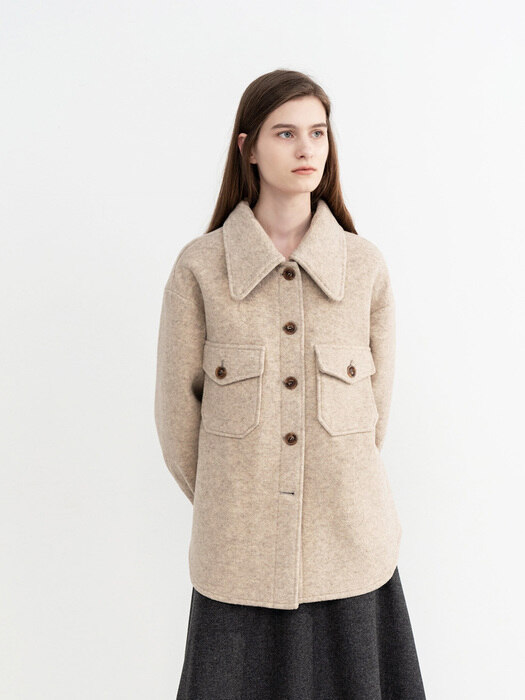 MELANGE WOOL BONDING COAT (OATMEAL)