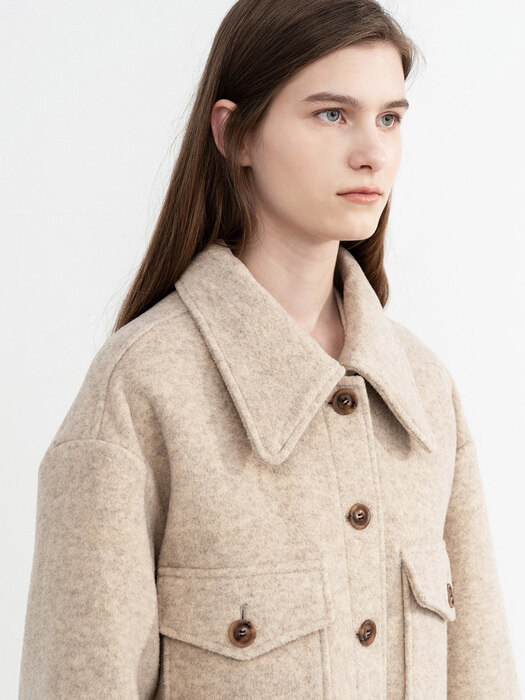 MELANGE WOOL BONDING COAT (OATMEAL)