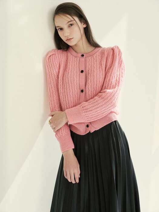 Mohair cable cardigan - Pink