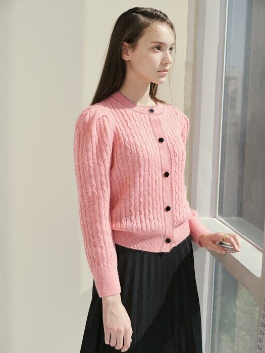 Mohair cable cardigan - Pink