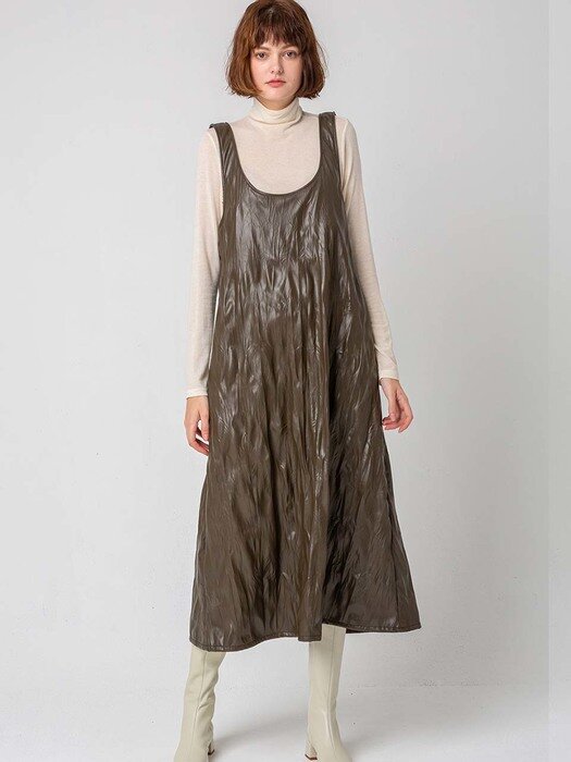 Eco leather dress_BROWN