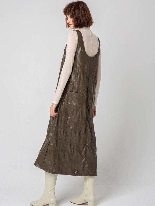 Eco leather dress_BROWN