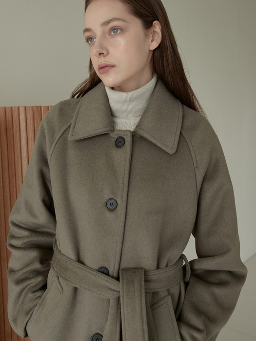 OU546 raglan single wool coat (khaki)