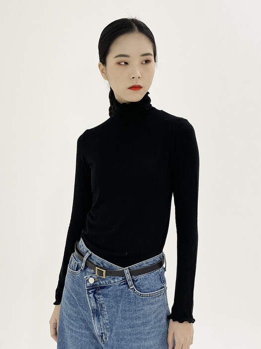 WOOL COLOR PULLOVER - BLACK