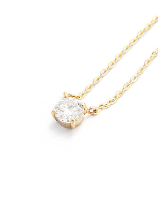 Round Brilliant 0.5 Carat Diamond Simulant Necklace (14K Gold) L DIA 03