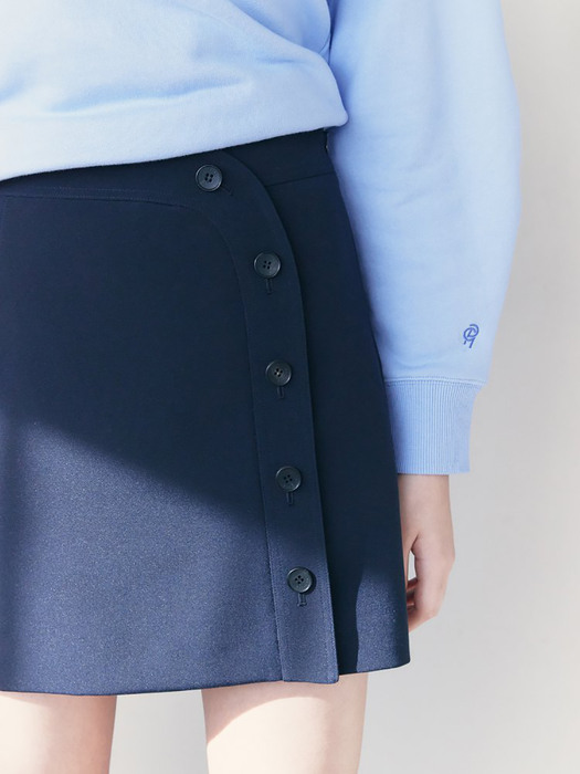 Front Button Mini Skirt  Navy (KE1127M03R)