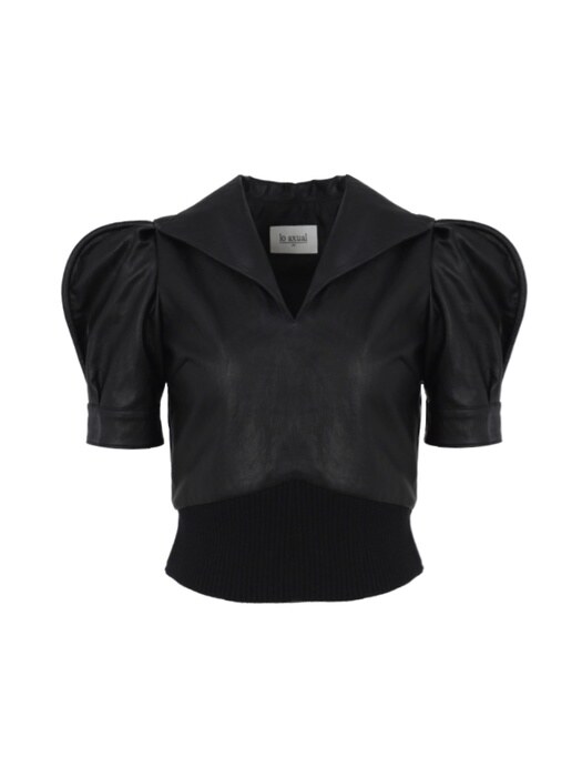 FAUX LEATHER PUFF SLEEVE SHIRT