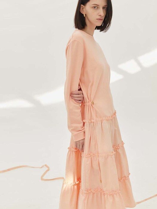 crepe sweat dress_coral