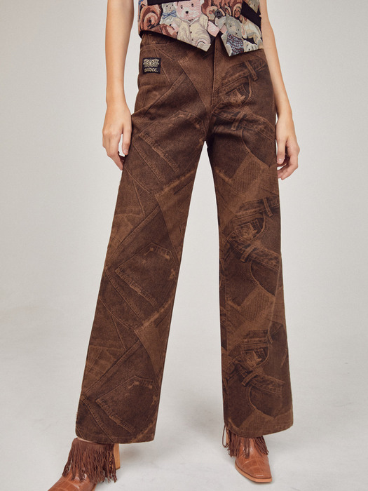 BADEE배디]PATCHWORK DENIM PANTS [BROWN]