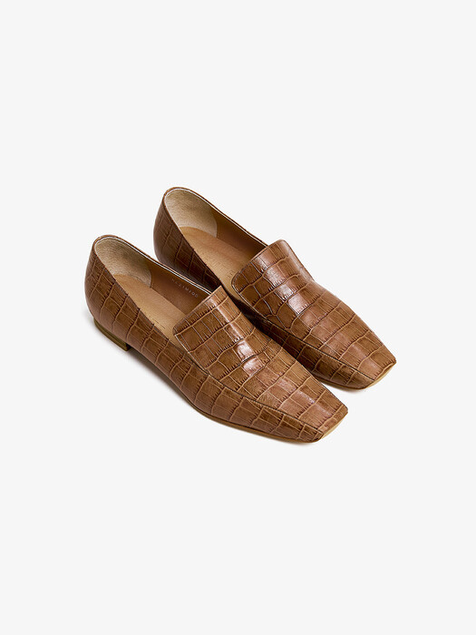 20mm Tilda Croc-Minimal Loafer (Beige)