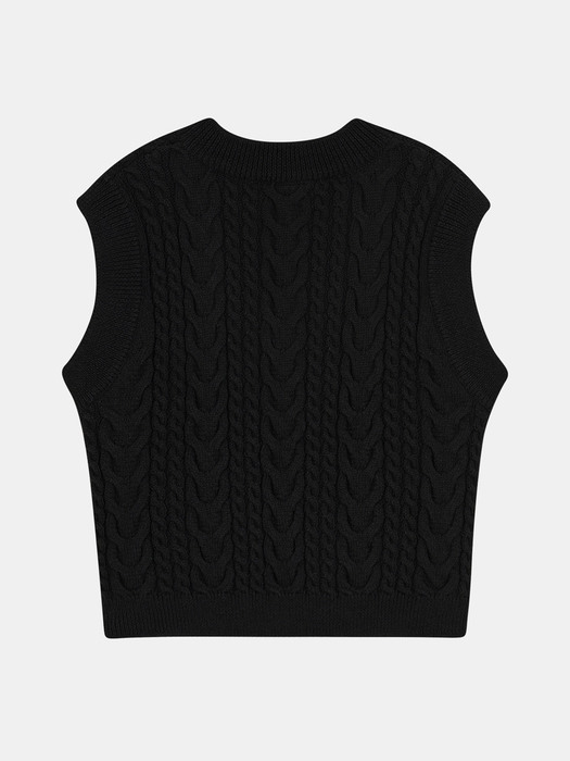cable knit vest (black)