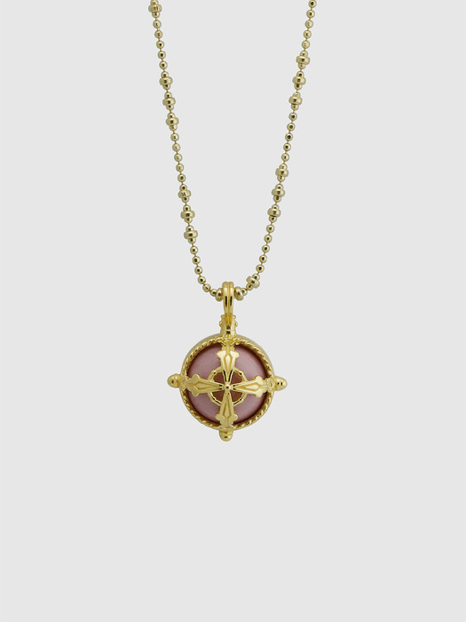 Cross vintage necklace - Coral Pink