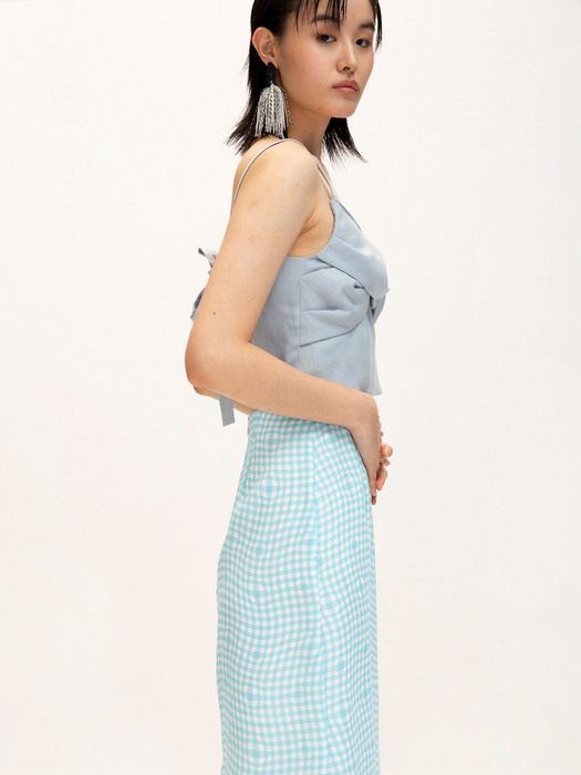 Knotted Linen Sleeveless Top_Light Blue