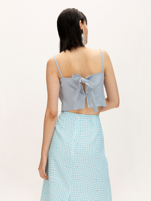 Knotted Linen Sleeveless Top_Light Blue