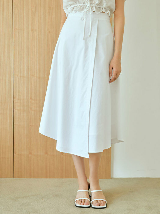basic cotton long skirt(white)